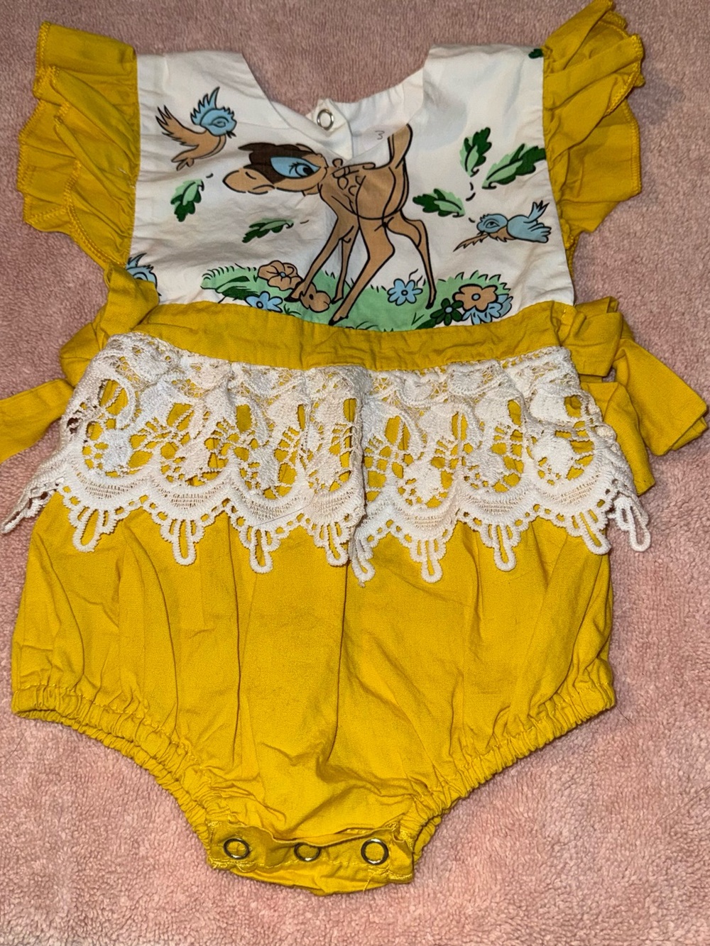 Baby Girls Size 70 6-9 months Disney Bambi Inspired Bubble Romper Vintage Look
